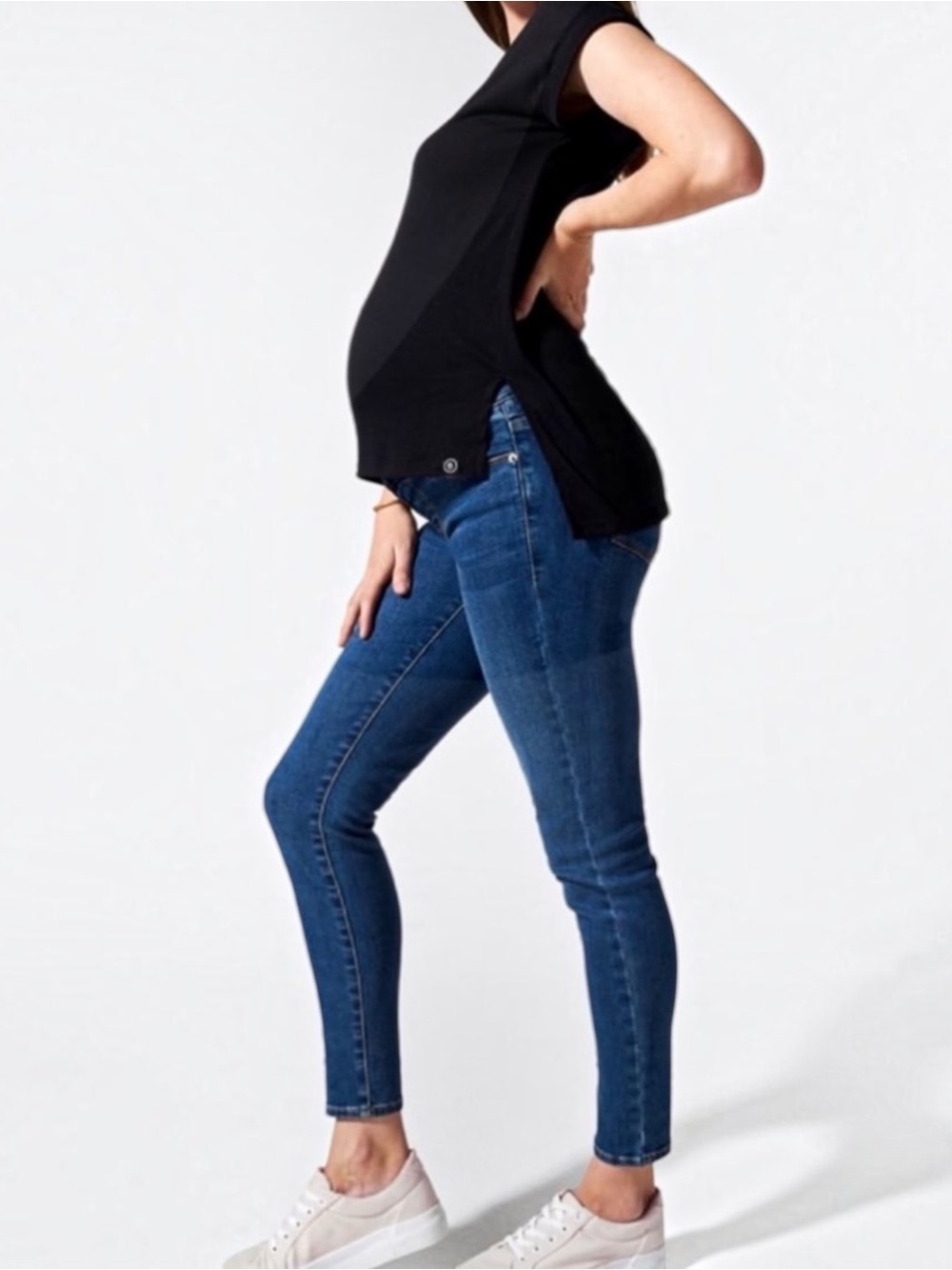 Blanqi Denim Jeans Maternity Belly Support Skinny Medium Wash Size 6